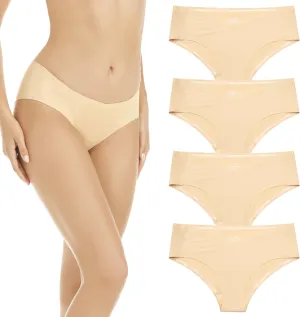 Yilanmy Seamless Underwear for Women No Show Panties Invisibles Briefs V Cut Soft Stretch Bikini 4 Pack