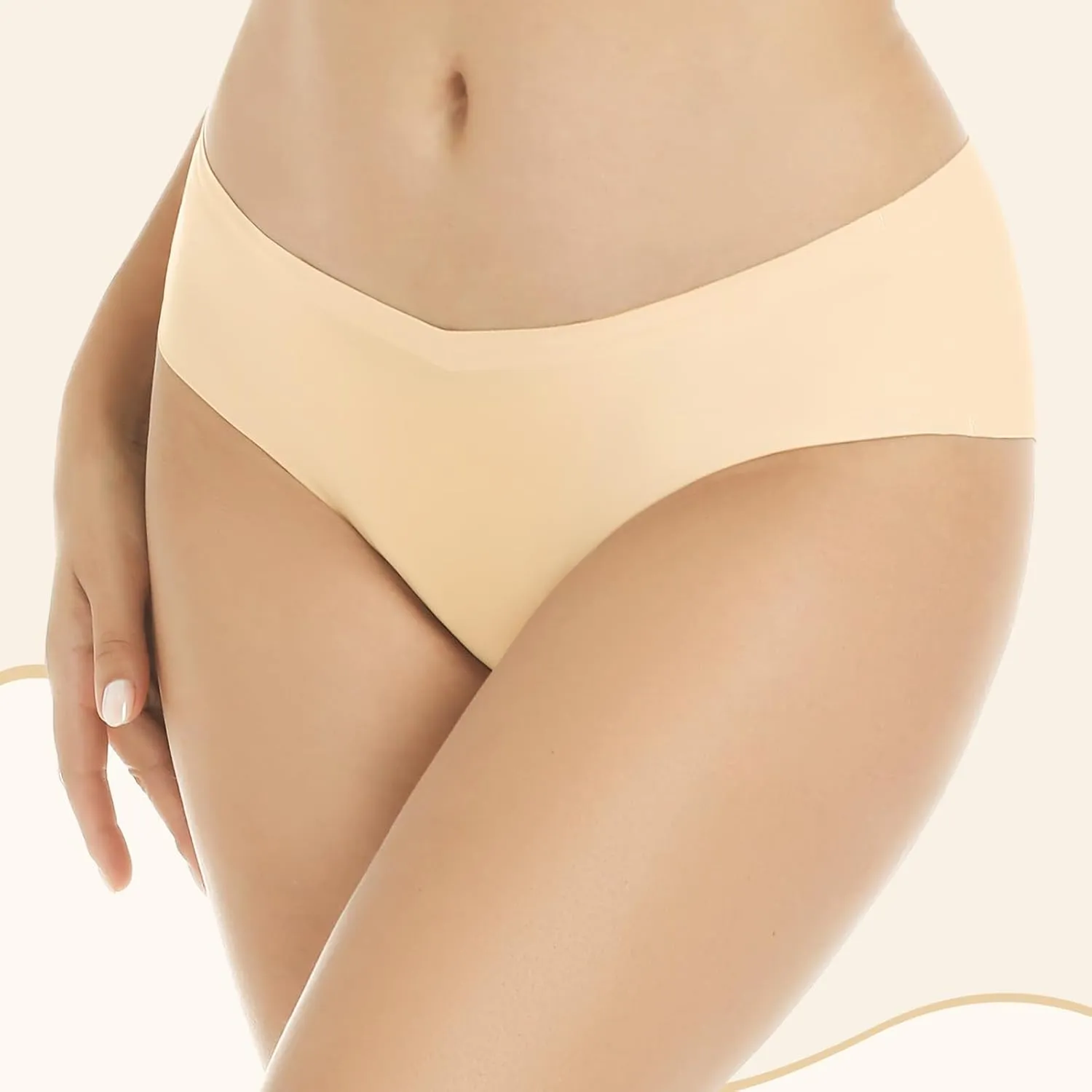Yilanmy Seamless Underwear for Women No Show Panties Invisibles Briefs V Cut Soft Stretch Bikini 4 Pack
