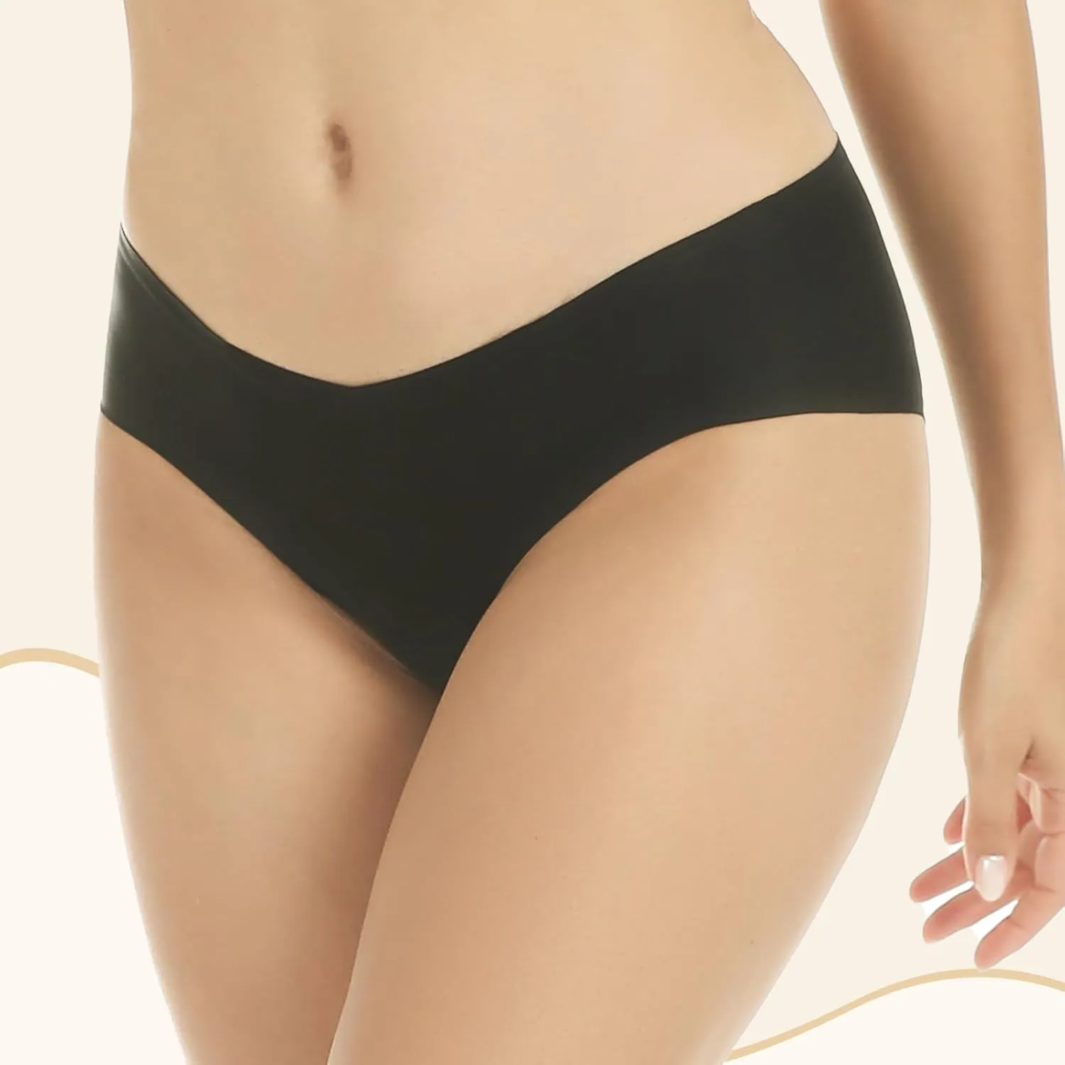 Yilanmy Seamless Underwear for Women No Show Panties Invisibles Briefs V Cut Soft Stretch Bikini 4 Pack