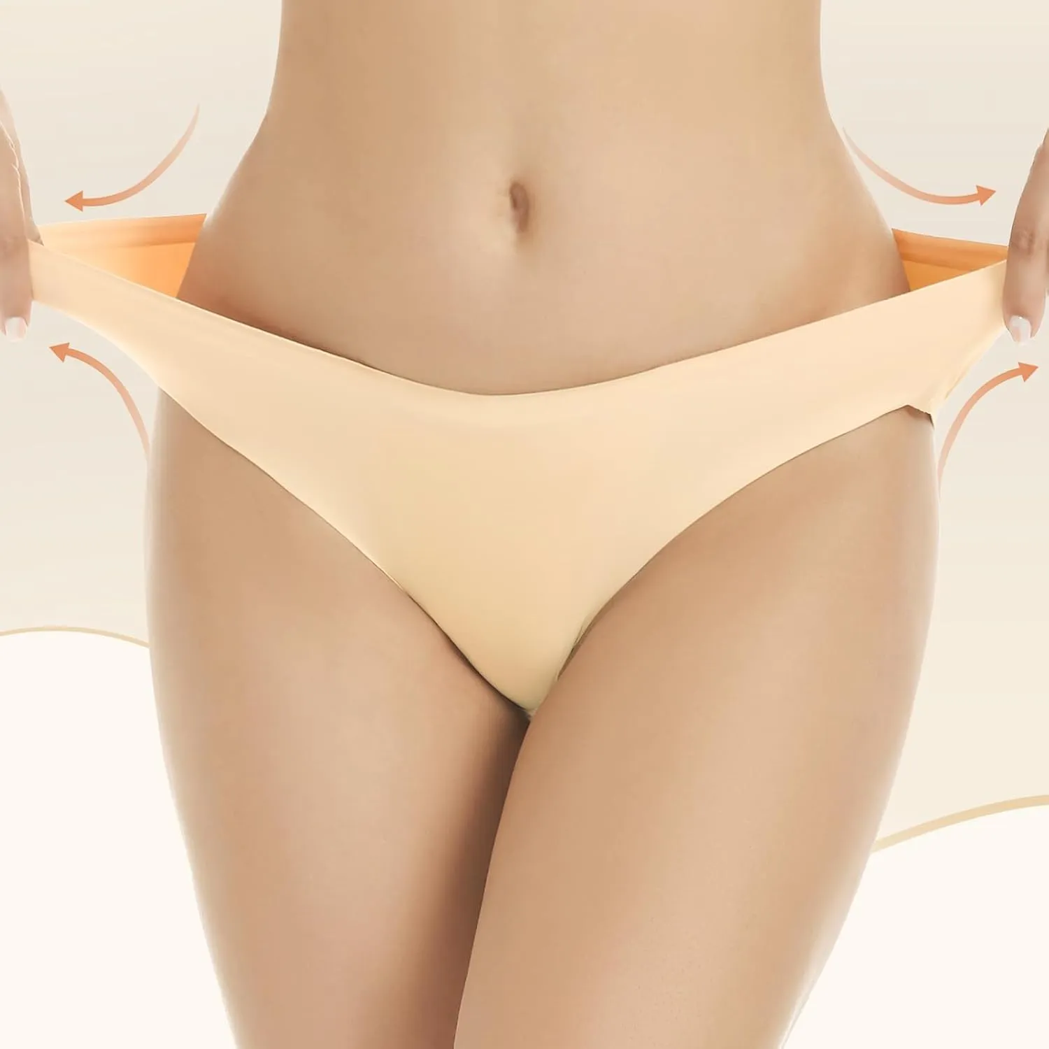 Yilanmy Seamless Underwear for Women No Show Panties Invisibles Briefs V Cut Soft Stretch Bikini 4 Pack