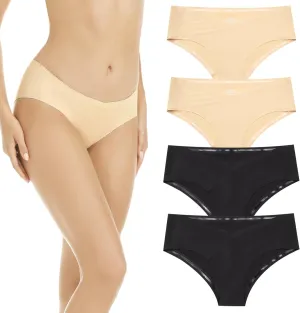 Yilanmy Seamless Underwear for Women No Show Panties Invisibles Briefs V Cut Soft Stretch Bikini 4 Pack