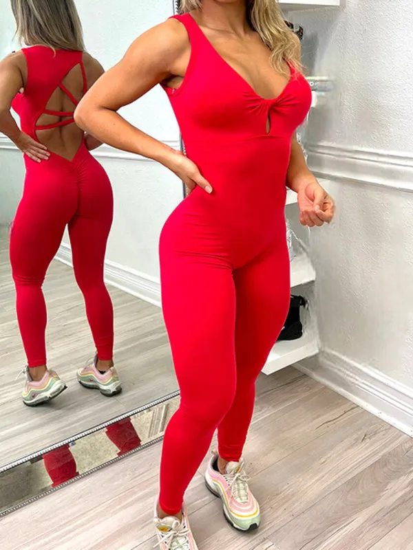 Yoga fitness jumpsuit - backless