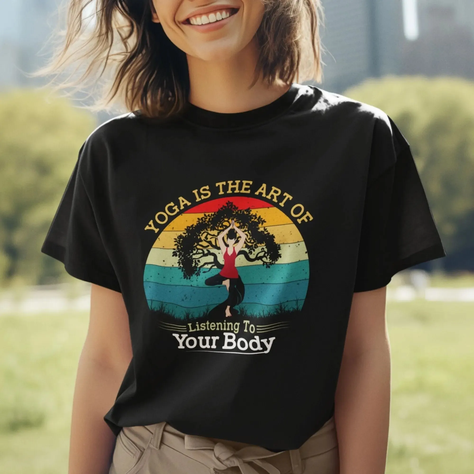 Yoga is the Art Of Listening to Your Body Round Neck Half Sleeve Classic T-Shirt