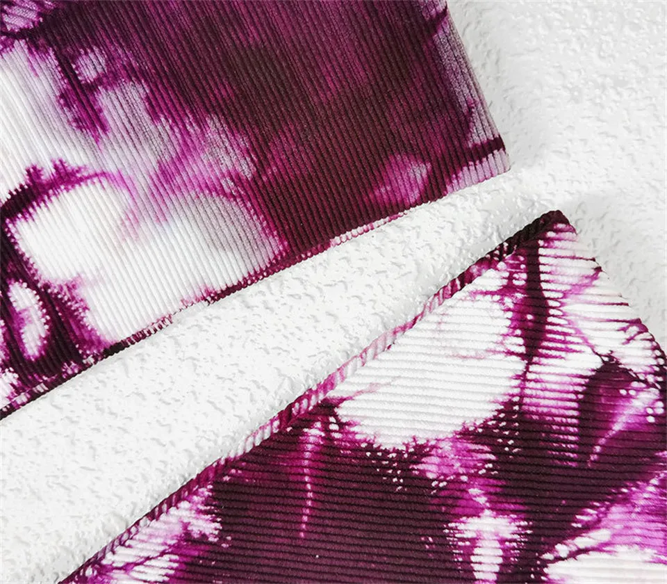 Yoga Set, Yoga Legging, Printed Workout Set Top and Legging, SmokeTie Dye in Red
