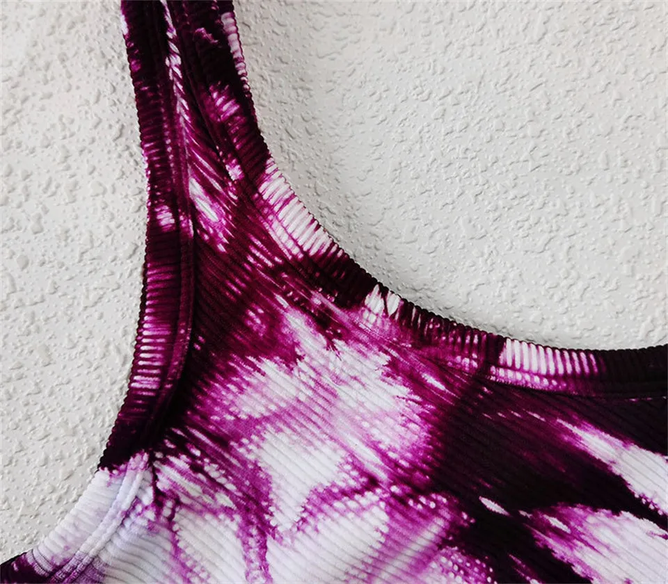 Yoga Set, Yoga Legging, Printed Workout Set Top and Legging, SmokeTie Dye in Red