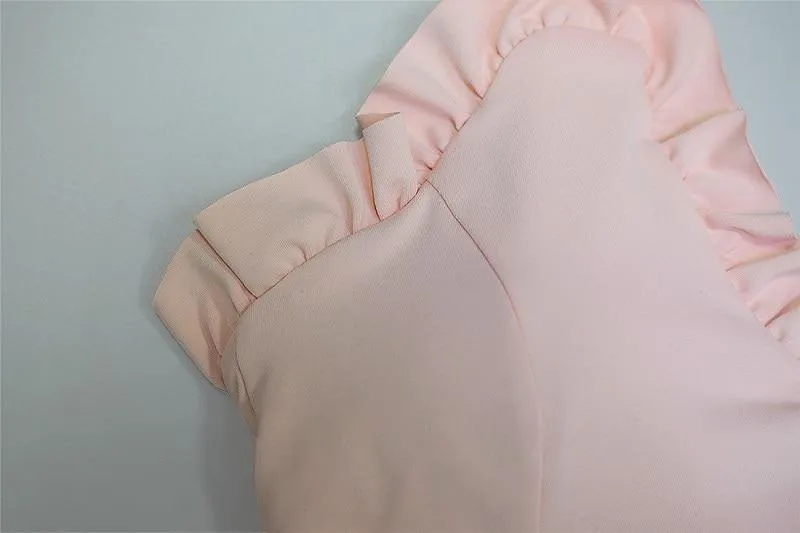 Yoga Set, Yoga Legging, Printed Workout Set Top and Legging, Sweet Ruffle Pink Milk
