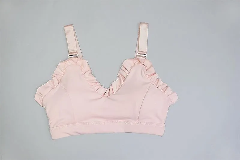 Yoga Set, Yoga Legging, Printed Workout Set Top and Legging, Sweet Ruffle Pink Milk