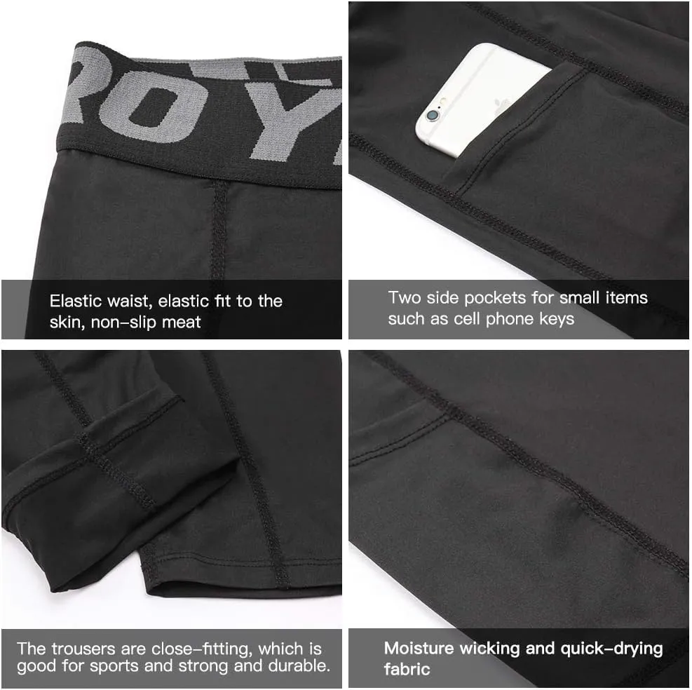YUSHOW Mens Compression Shorts with Pocket Spandex Sports Running Quick Dry Shorts Compression Underwear for Men Athletic