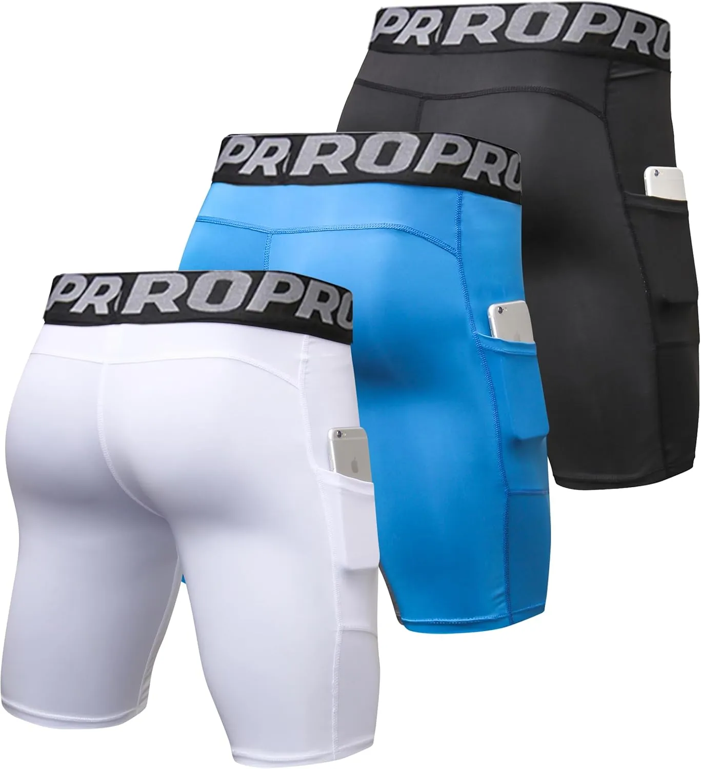 YUSHOW Mens Compression Shorts with Pocket Spandex Sports Running Quick Dry Shorts Compression Underwear for Men Athletic