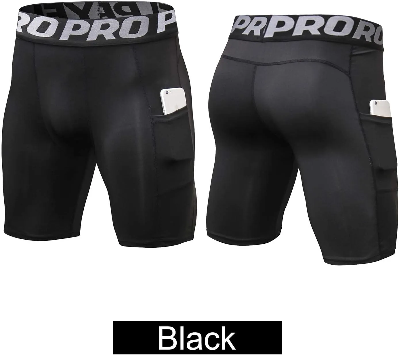 YUSHOW Mens Compression Shorts with Pocket Spandex Sports Running Quick Dry Shorts Compression Underwear for Men Athletic