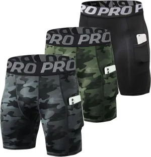 YUSHOW Mens Compression Shorts with Pocket Spandex Sports Running Quick Dry Shorts Compression Underwear for Men Athletic