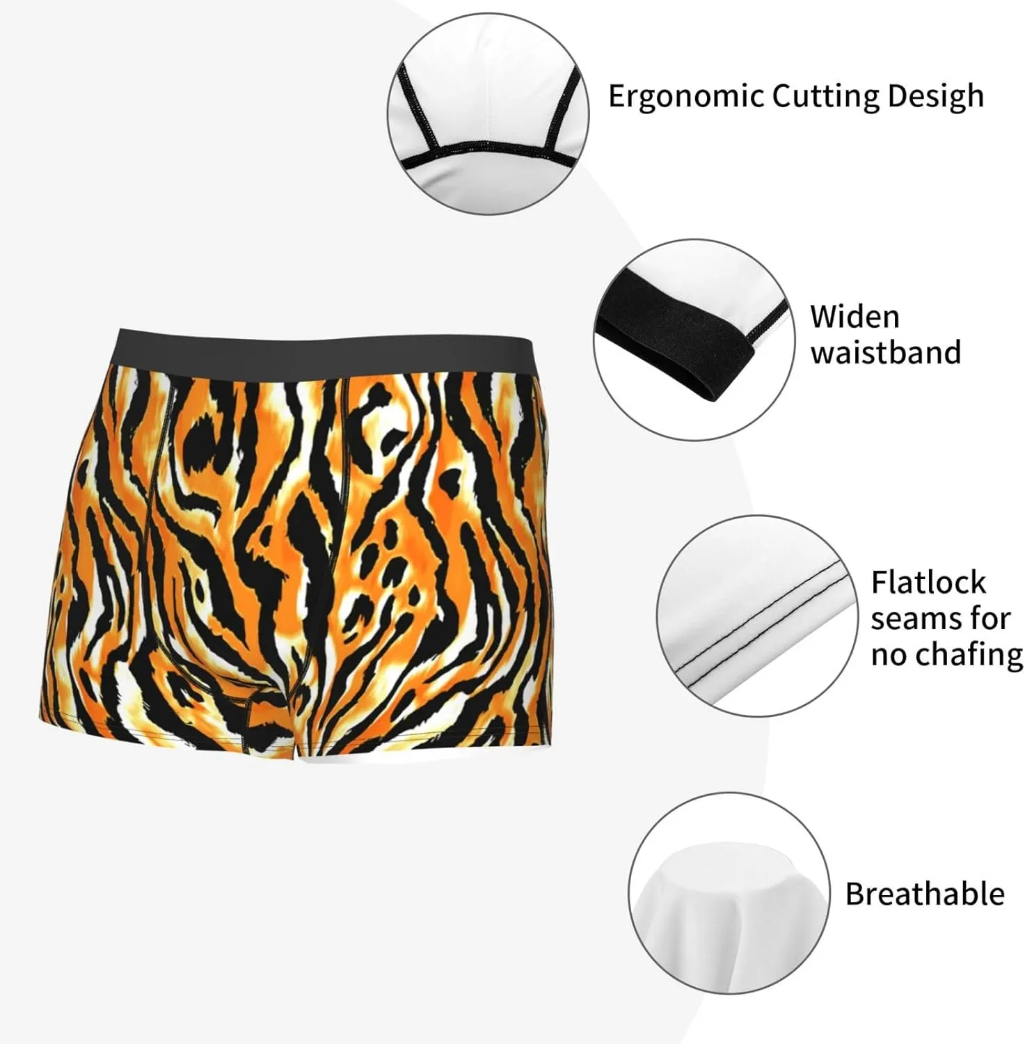Zebra Print Boxer Briefs For Men Breathable Underwear-