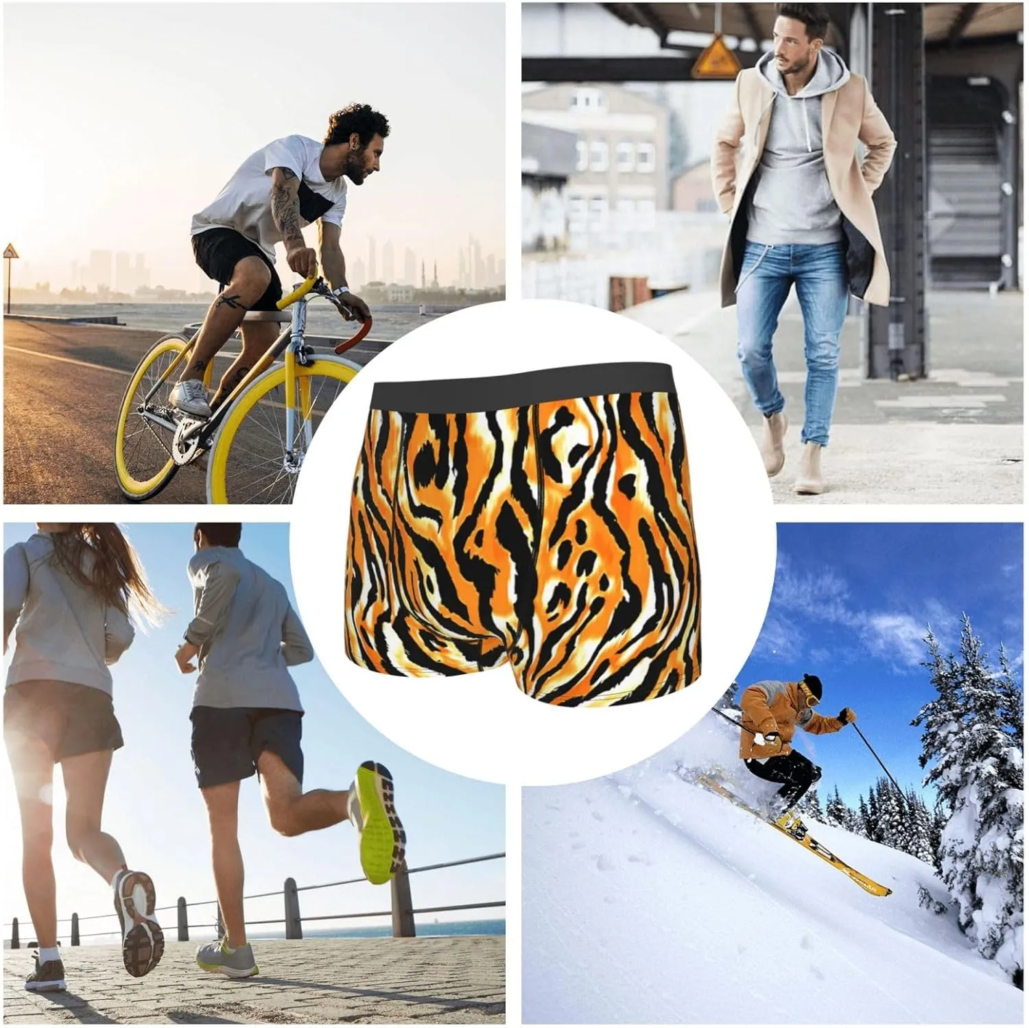 Zebra Print Boxer Briefs For Men Breathable Underwear-