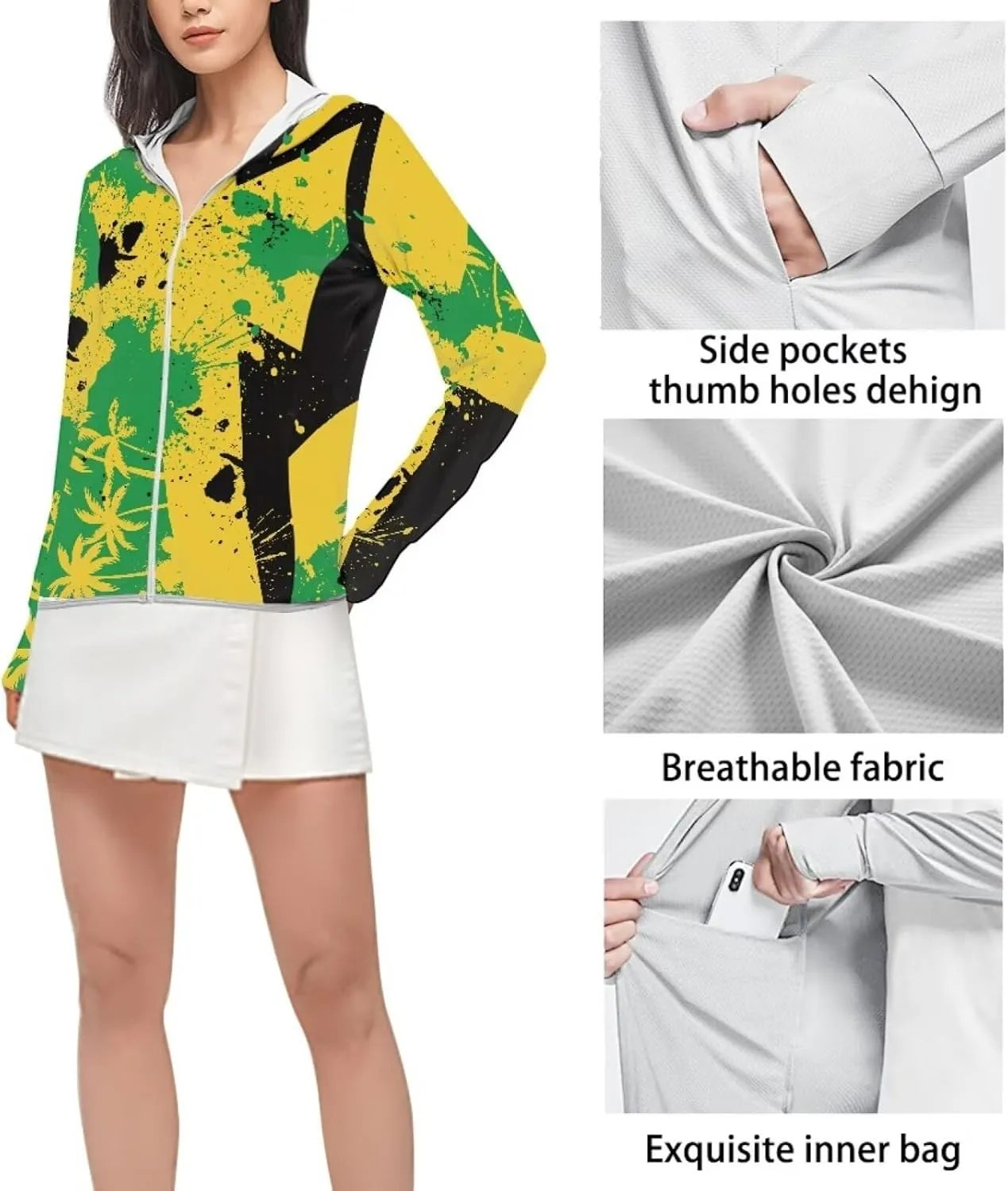 Zip UPF 50  Sun-Proof Hoodie Breathable Quick Dry Sun Protection Shirts